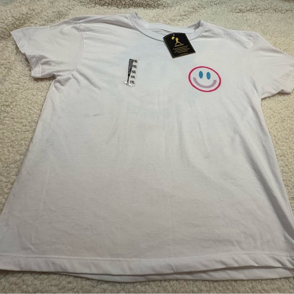 White Baseballism Great Day Graphic Tee with Blue and Pink Accents UNISEX - Picture 3 of 8